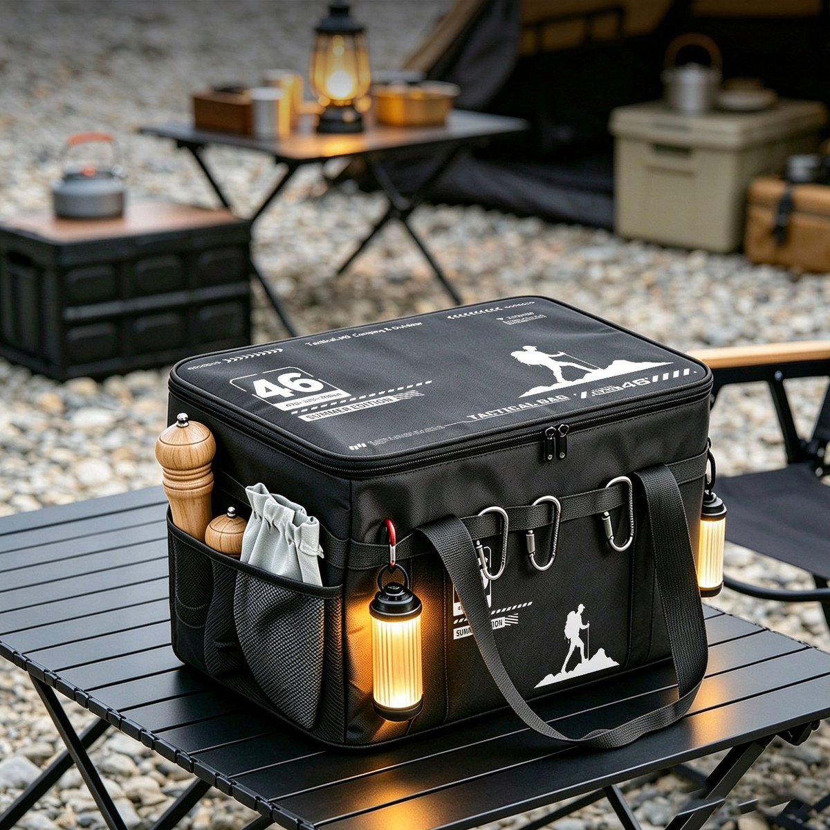 Large-Capacity Tactical Camping Storage Bag – Foldable Organizer for Outdoor Gear, Equipment, and Tableware