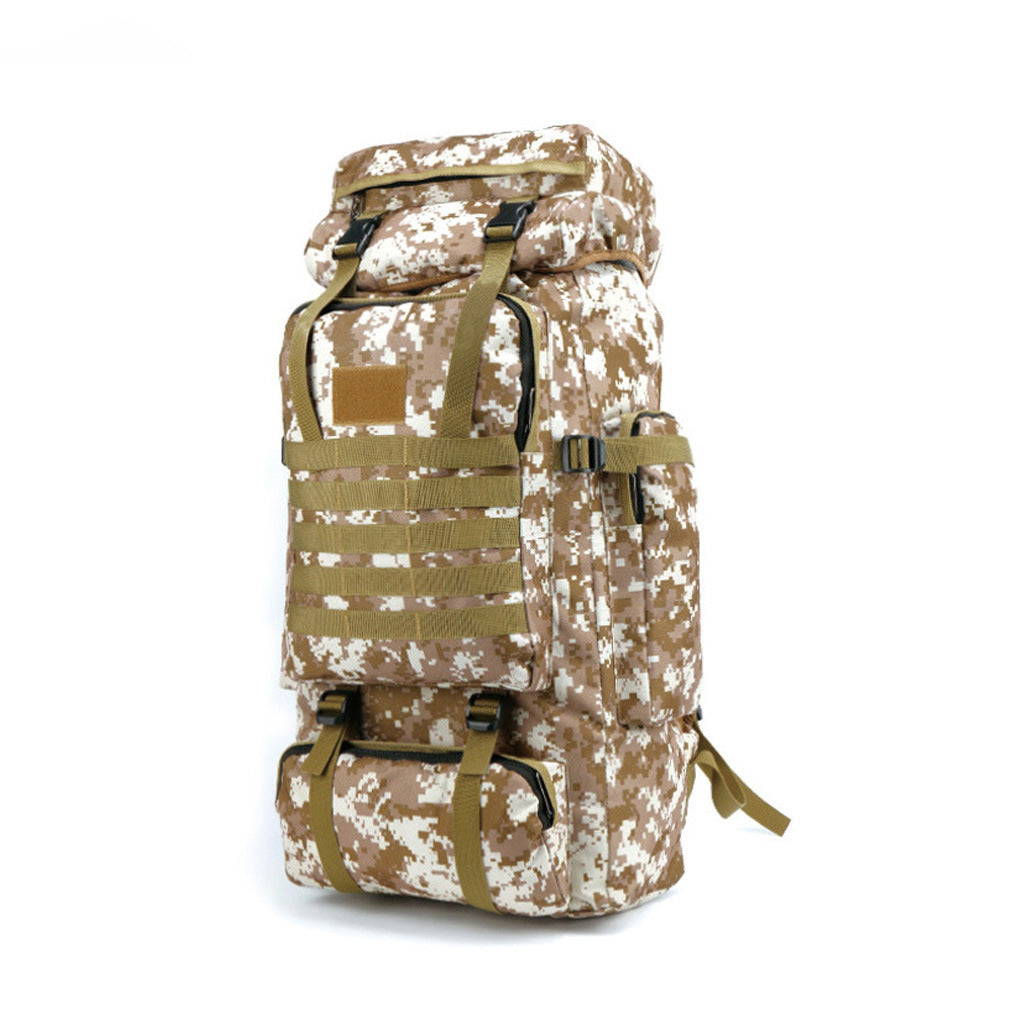 Desert digital camouflage large tactical hiking backpack isolated on white background