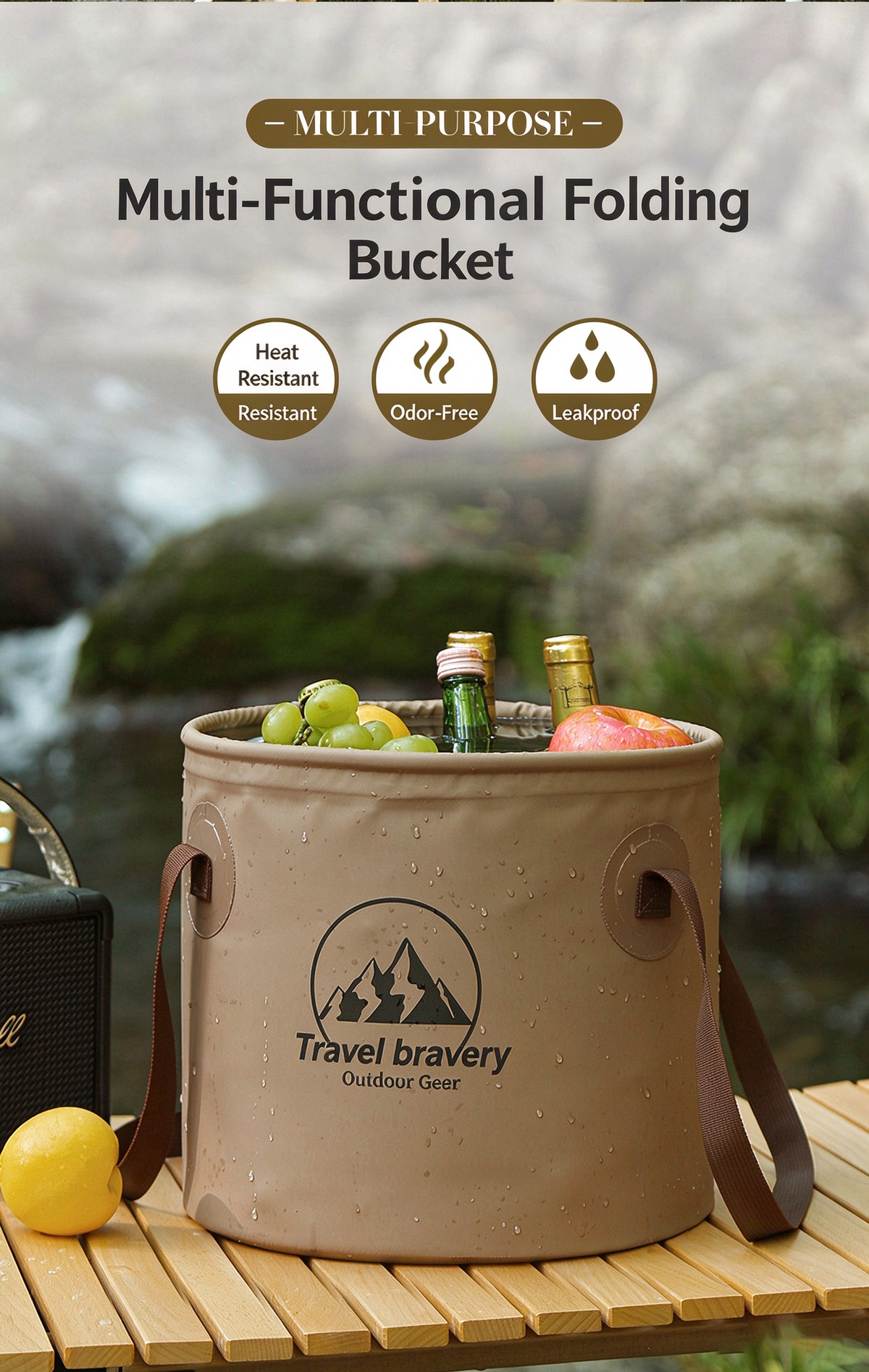 Portable Folding Water Bucket for Outdoor Camping