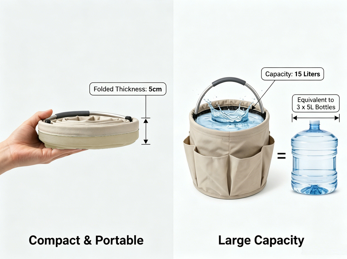 Portable, Large-Capacity Foldable Outdoor Water Bucket – Ideal for Travel, Laundry, Washing Produce, Camping, Picnics, and Fishing