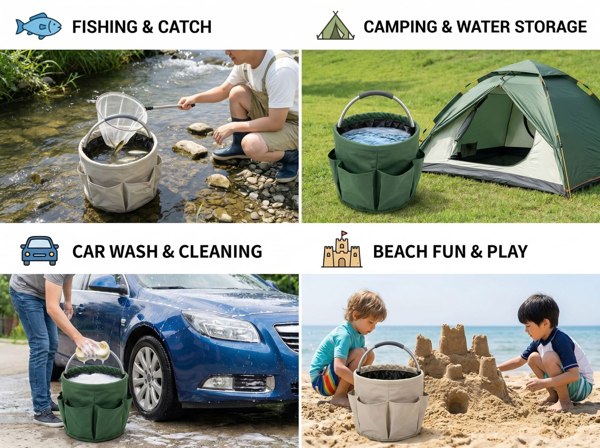 Portable, Large-Capacity Foldable Outdoor Water Bucket – Ideal for Travel, Laundry, Washing Produce, Camping, Picnics, and Fishing