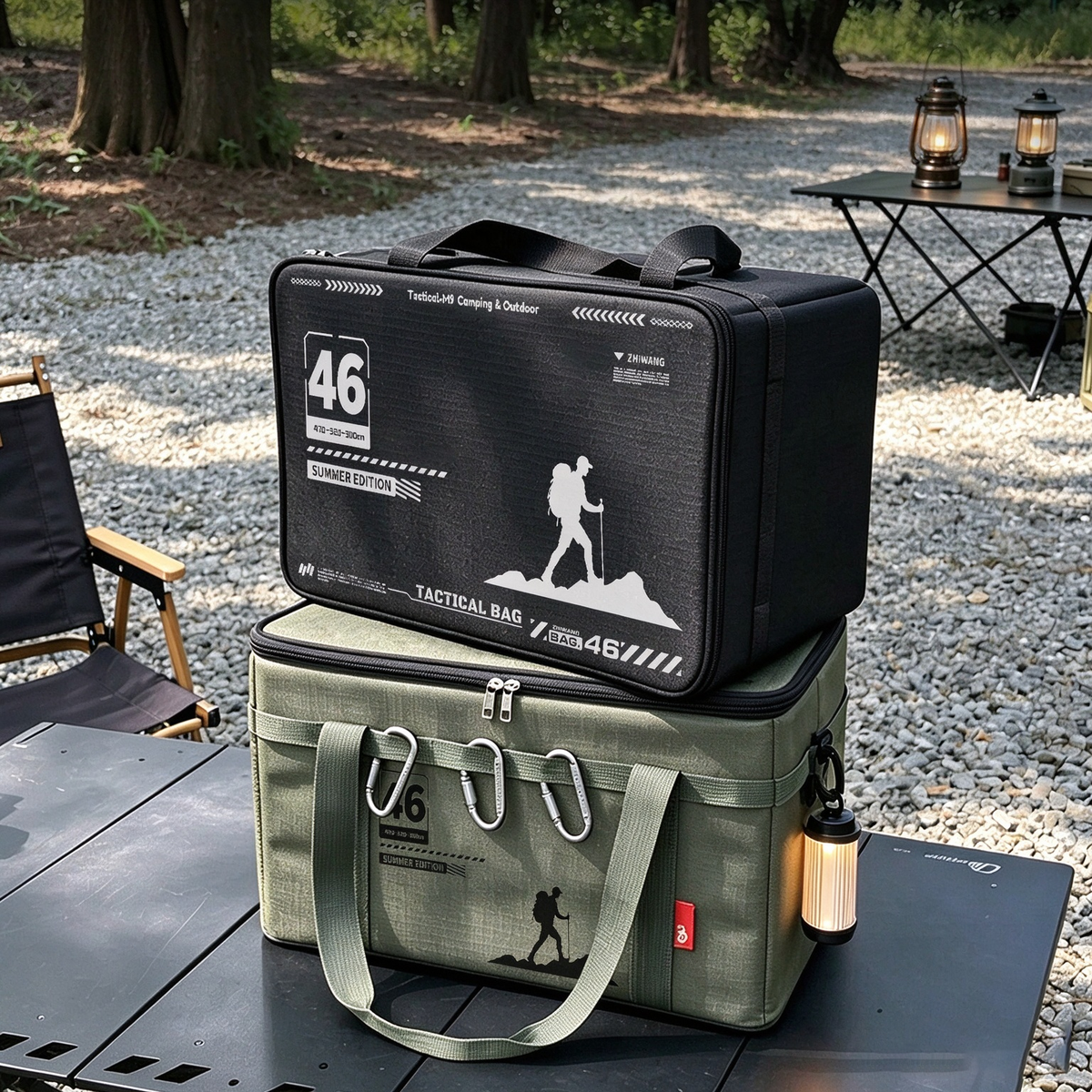 Large-Capacity Tactical Camping Storage Bag – Foldable Organizer for Outdoor Gear, Equipment, and Tableware