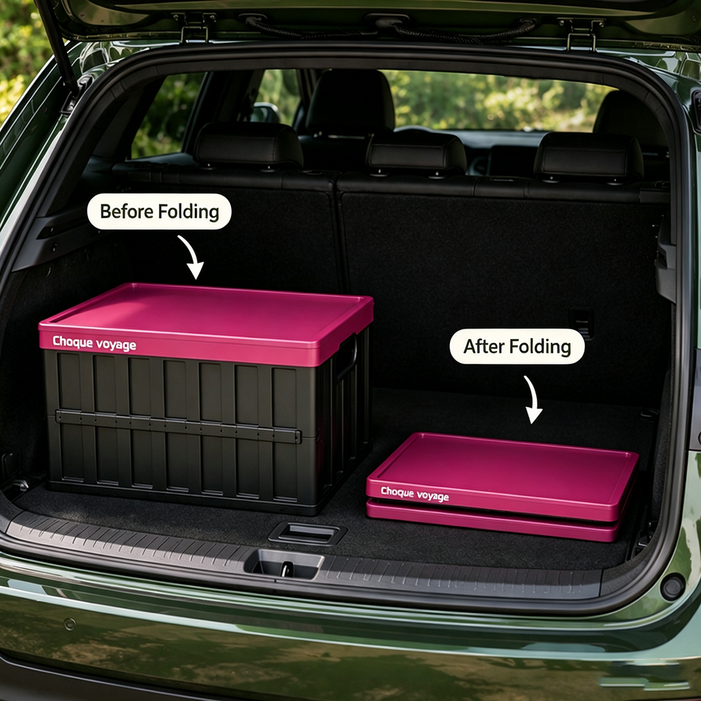 Large-Capacity Foldable Plastic Storage Crate with Lid – Doubles as a Tabletop; Ideal for Home Organization and Outdoor Camping