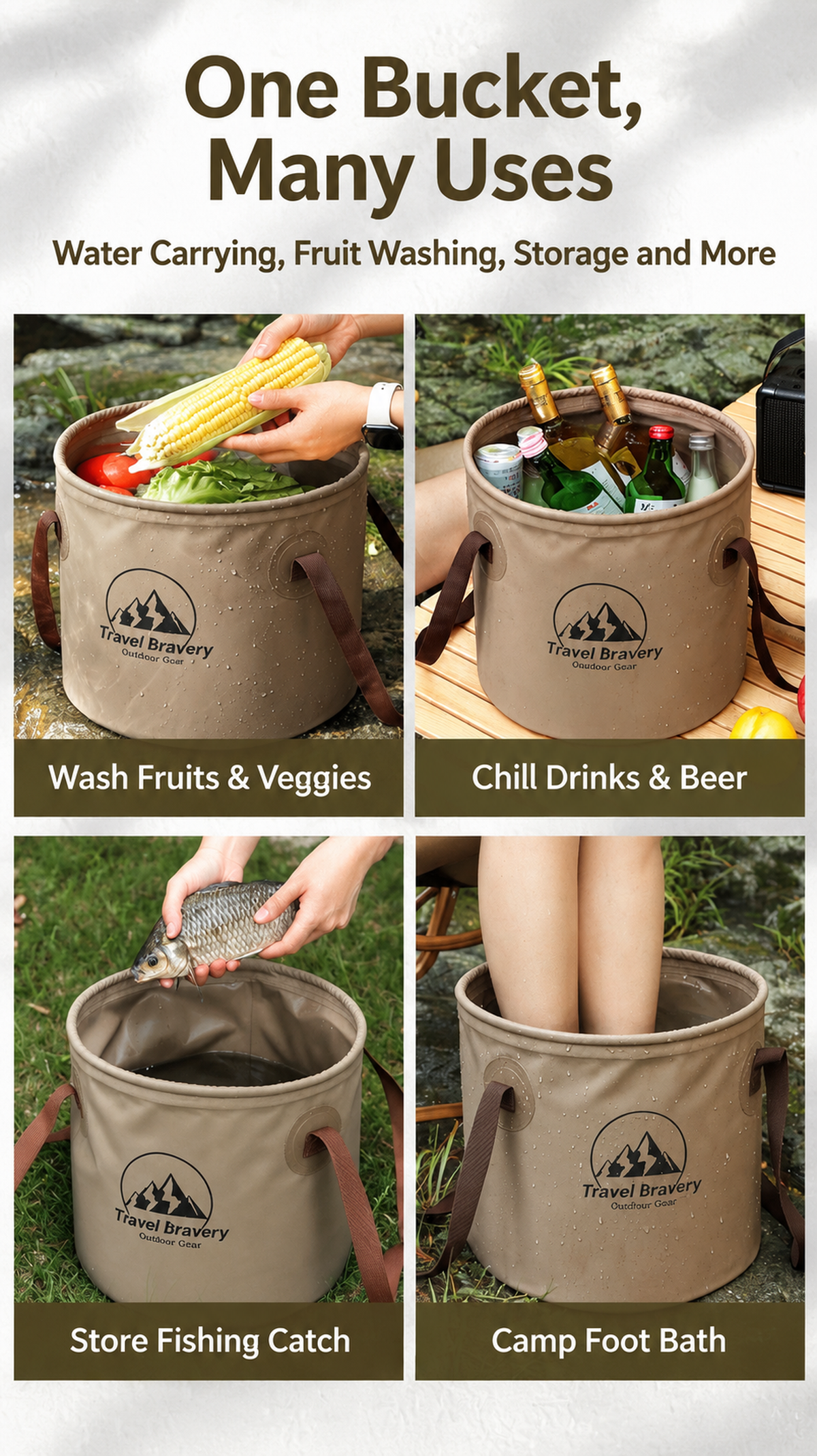 Portable Folding Water Bucket for Outdoor Camping