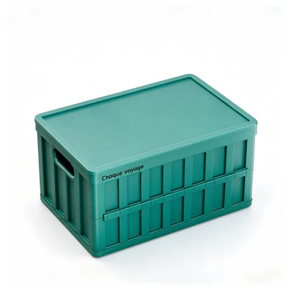 Large-Capacity Foldable Plastic Storage Crate with Lid – Doubles as a Tabletop; Ideal for Home Organization and Outdoor Camping