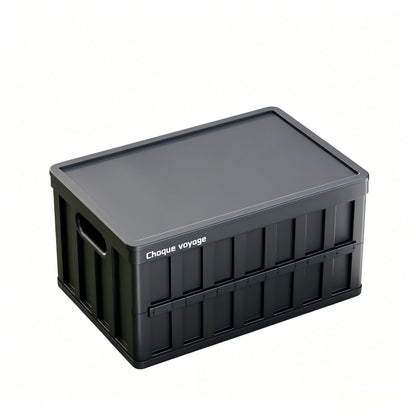 Large-Capacity Foldable Plastic Storage Crate with Lid – Doubles as a Tabletop; Ideal for Home Organization and Outdoor Camping